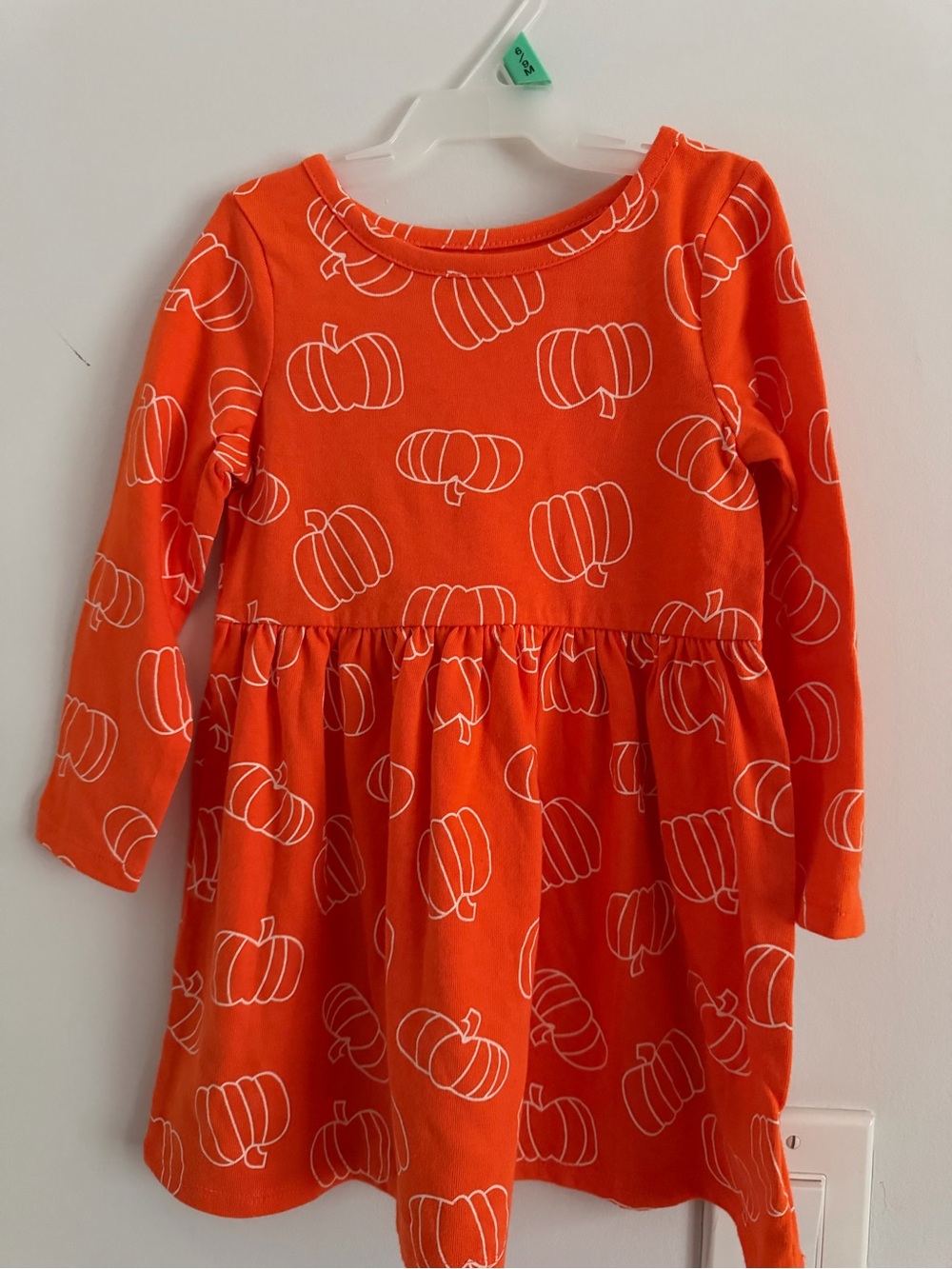 Girls Orange Pumpkin-Print Long Sleeve Dress size 2T, Brand NEW! #halloween